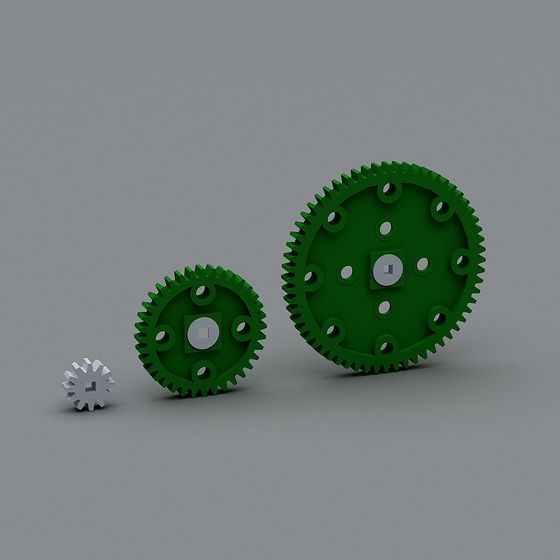 Vibrant Low-Poly Gear Set 3D Model