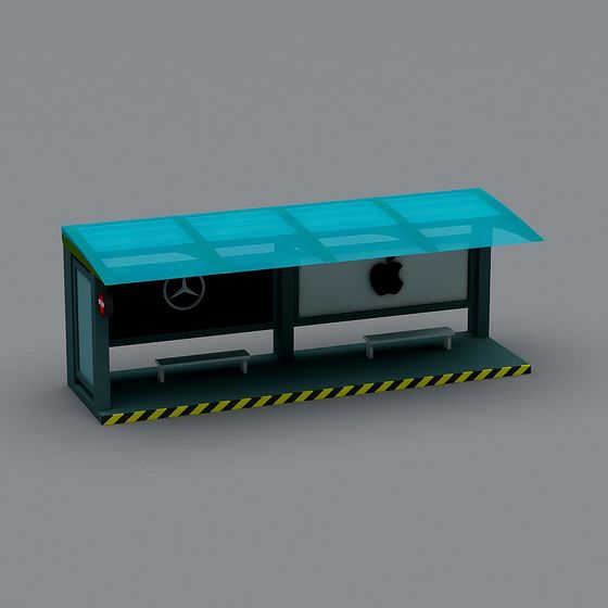 Futuristic Low-Polygon Bus Stop 3D model