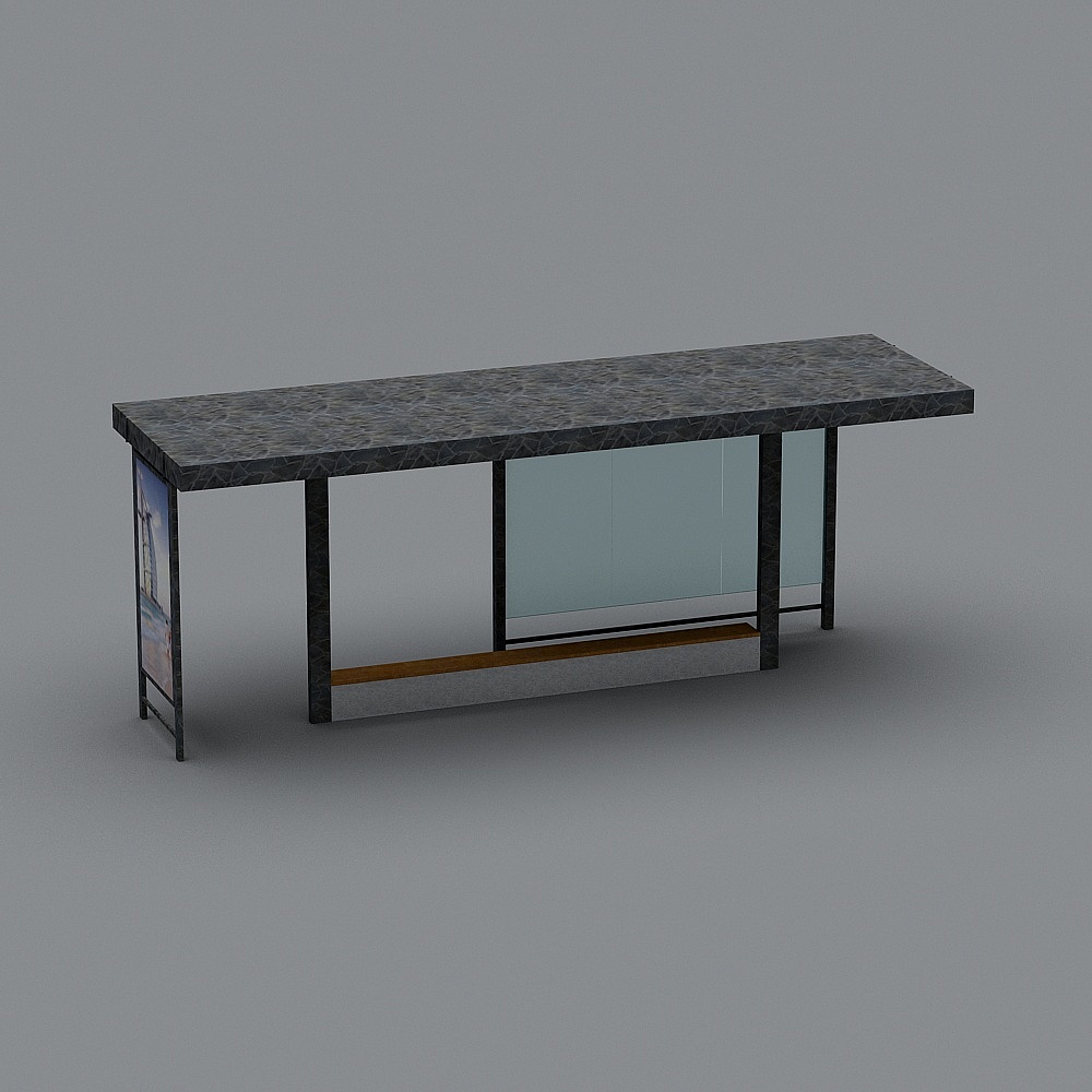 Stylish Urban Bus Stop 3D model