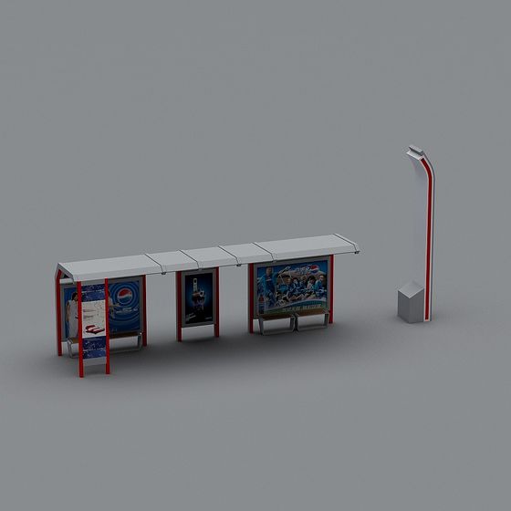 Unique Low-Poly Bus Stop 3D Model