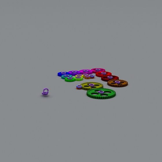 Colorful Low-Poly Gear 3D model