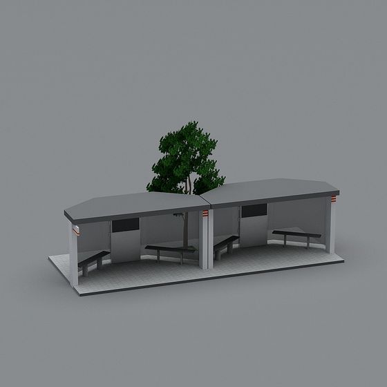 Urban Bus Shelter 3D model