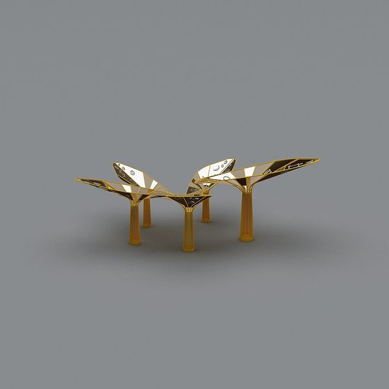 Futuristic Wings Low Poly Art Table 3D model