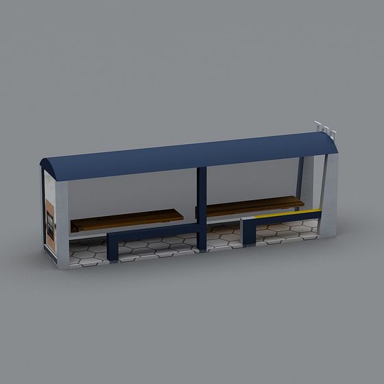 Low-Poly Bus Stop 3D model for Urban Projects