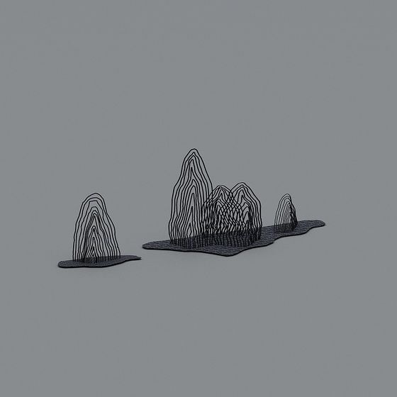 Stylish Line Drawn Mountains 3D model for Creative Spaces