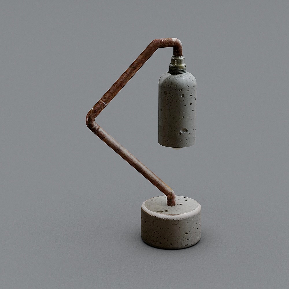 Concrete+chrome+pipe+lamp