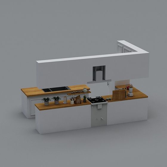 Modern Minimalist Kitchen 3D model Design