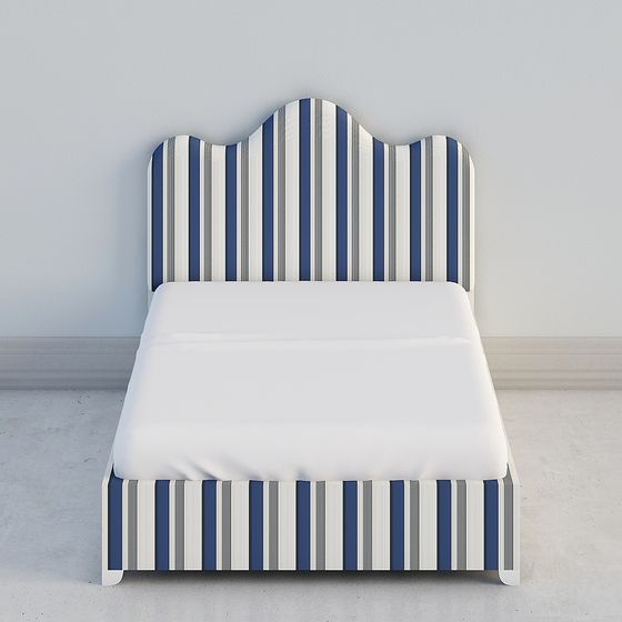 Stylish Low-Polygon Bed Headboard 3D model