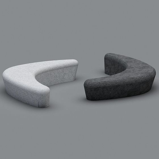 Urban Corner Seat 3D model - Unique Low Poly Design