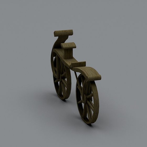 Vintage Wooden Wheel Bicycle 3D model