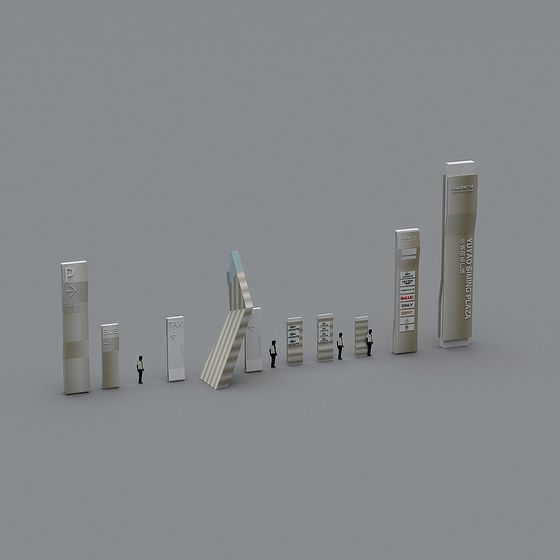 Futuristic 3D Model of Directional Signage