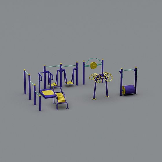 Vibrant Outdoor Fitness Equipment 3D Model