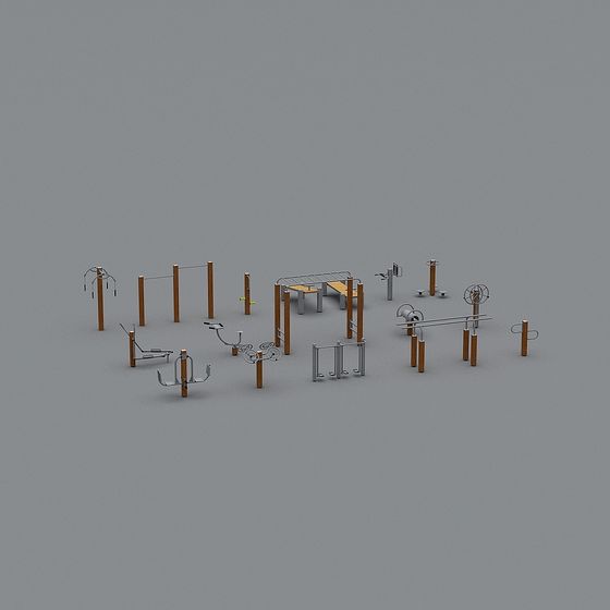 Realistic Outdoor Fitness Equipment 3D model