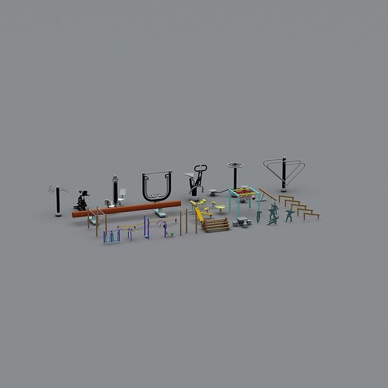 Outdoor Fitness Equipment 3D Model Collection