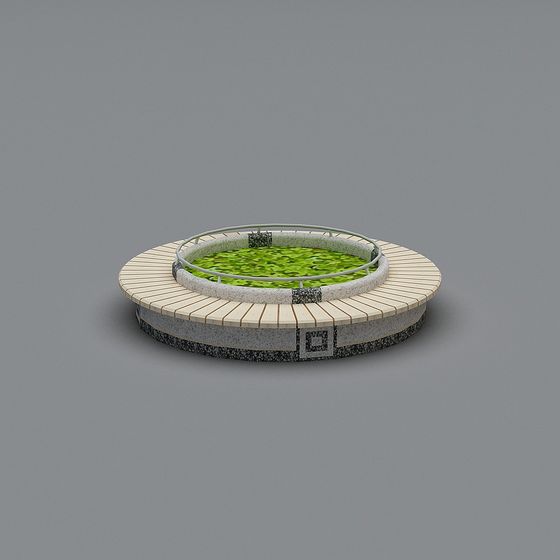 Elegant Round Pool Water Feature 3D model for Creative Projects