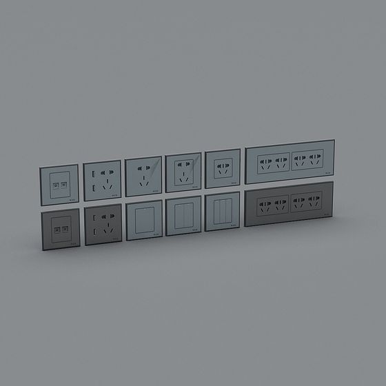 Stylish Minimalist Switch Panel 3D model Collection
