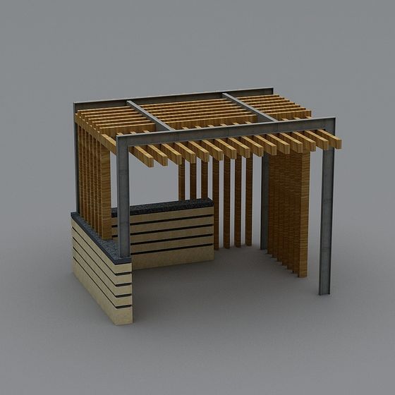 Low Poly Wooden Pavilion 3D Model for Creative Spaces