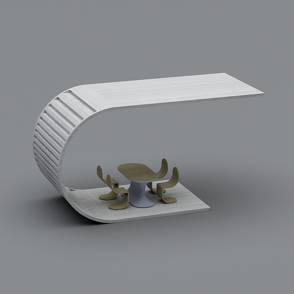 Sleek Streamlined Dining Table 3D model