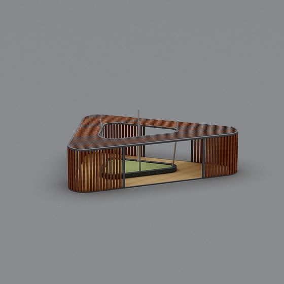 Stylish Low-Polygon Wooden Structure 3D Model