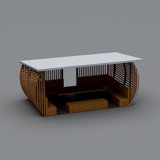 Curved Wooden Table 3D model