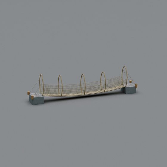 Elegant Suspension Bridge 3D model