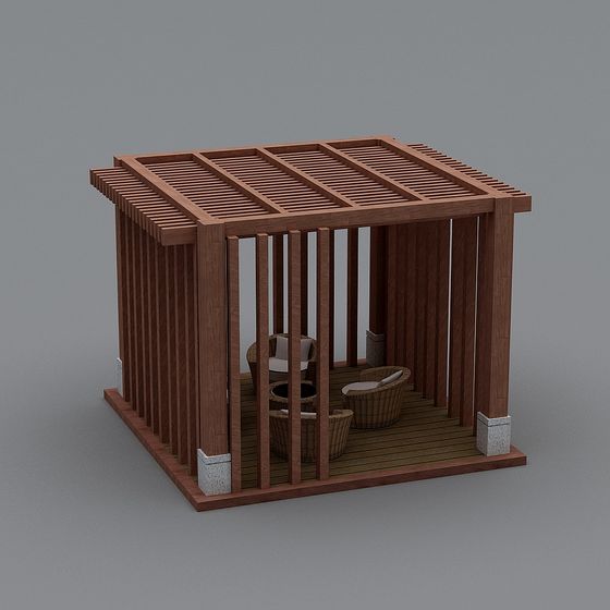 Low Polygon Wooden Pavilion 3D model for Cozy Spaces