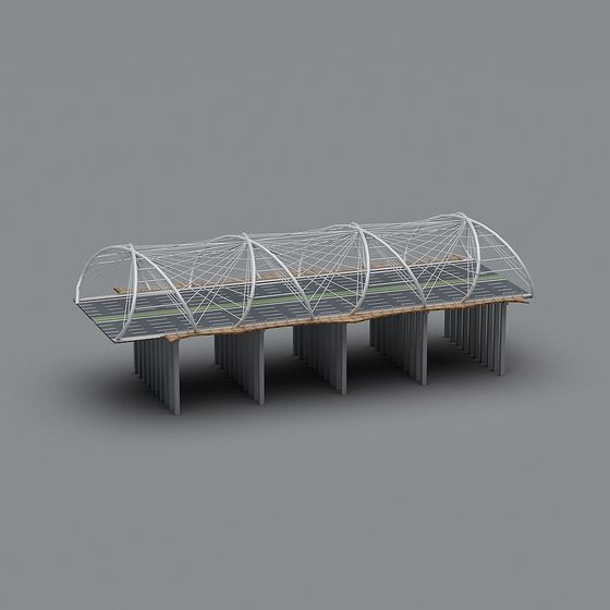 Futuristic Suspended Bridge 3D model