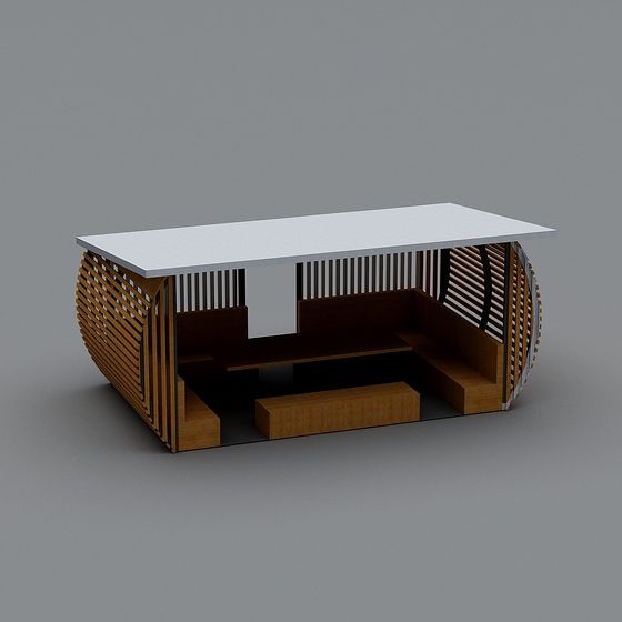 Curved Wood Table 3D model