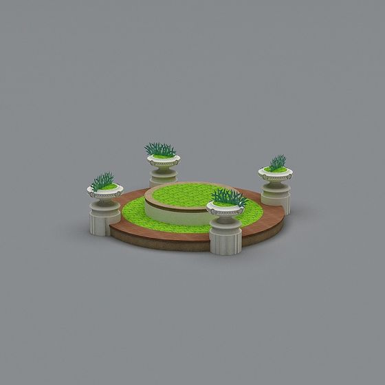 Low-Poly Round Planter 3D model