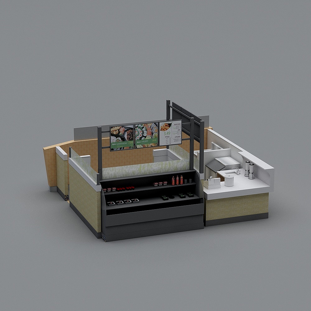 Modern Fast Food Restaurant Counter 3D model
