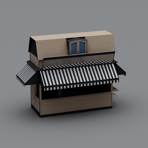 Modern Low-Poly Food Stall 3D model