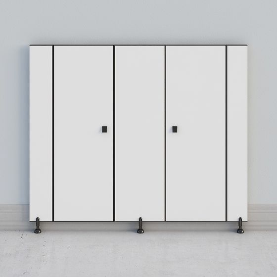 Modern Public Toilet Break Door Combination 3D Model