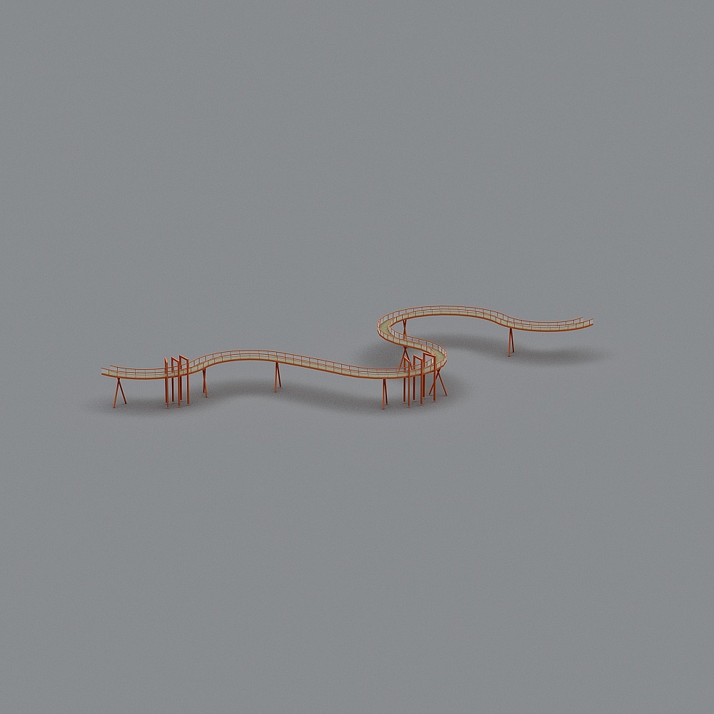 Futuristic Curved Pathway Bridge 3D model