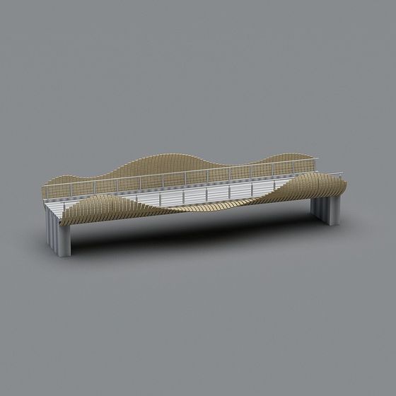 Elegant Wave Bench 3D Model for Interiors