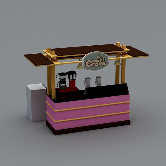 Kofi Crave Coffee Cart 3D model for Creative Projects