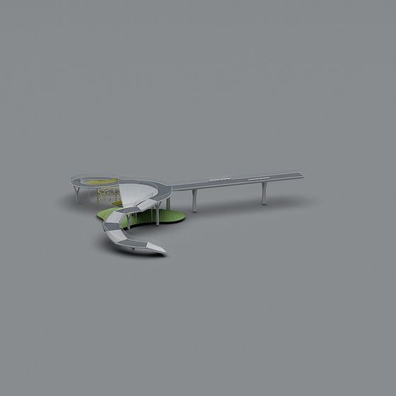 Urban Green Corridor Low-Polygon 3D model for Creative Spaces