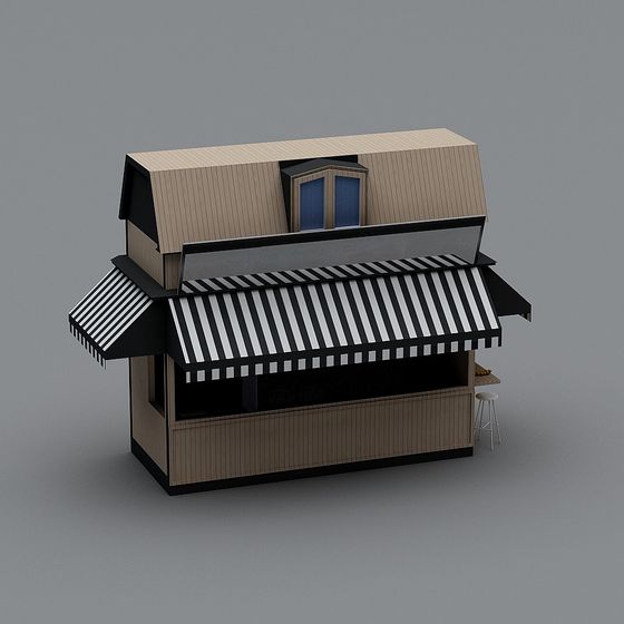 Urban Street Vendor 3D model in Low-Poly Style