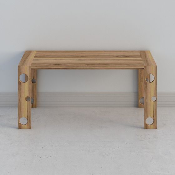 Wooden Circle Hole Table 3D model