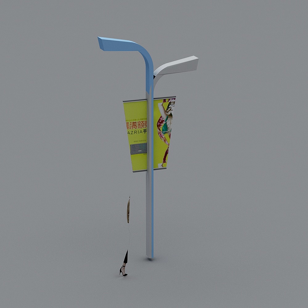Modern Low-Poly Advertising Light Pole 3D model