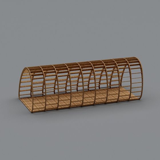 Stylish Low Poly Wooden Tunnel 3D model