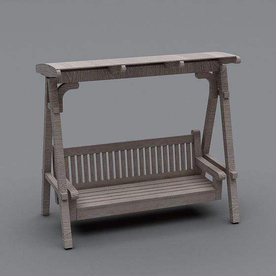 Wooden Swing 3D Model for Serene Gardens