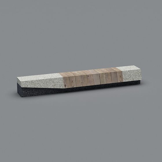 Contemporary Minimalist Wooden Bench 3D model