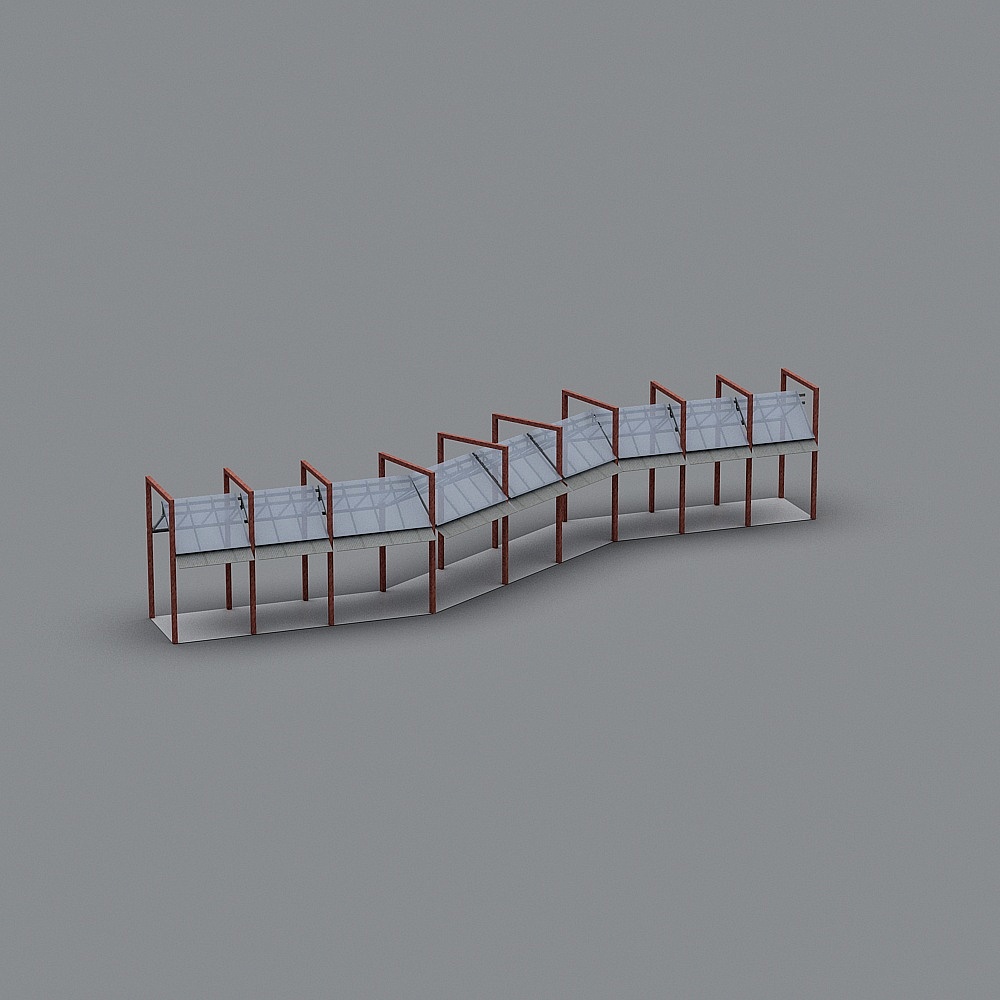 Curved Bridge Walker 3D model for Modern Spaces