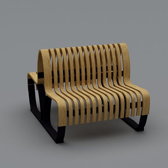 Trendy Wood Bench 3D model for Outdoor Settings