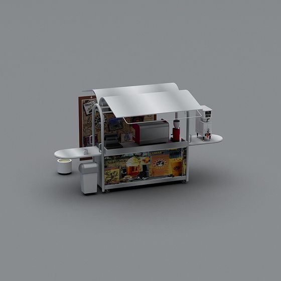 Stylish Mobile Coffee Cart 3D model