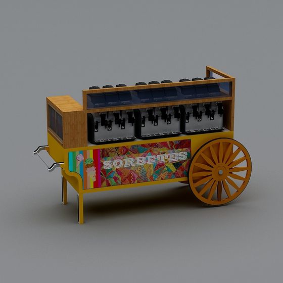 Vibrant Sorbetes Ice Cream Cart 3D model for Creative Projects