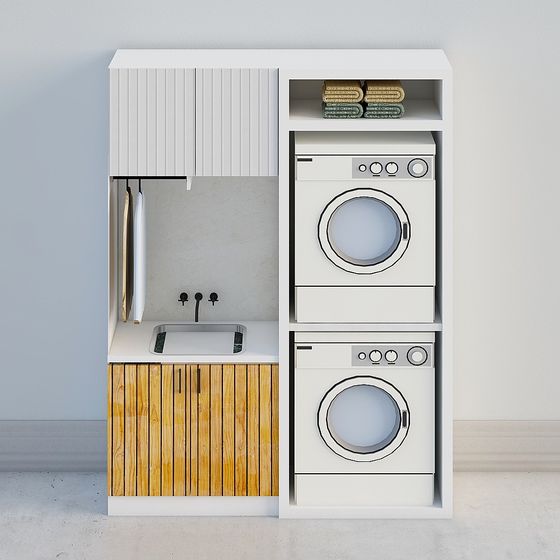 Mini Laundry Room 3D Model for Modern Aesthetics