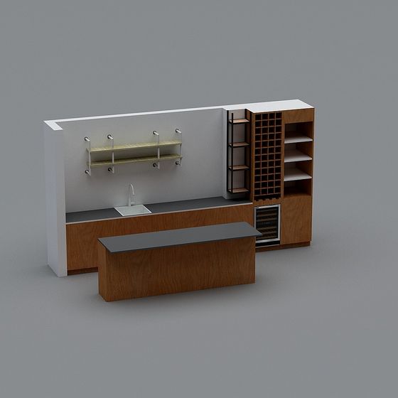 Sleek Modern Bar Counter 3D Model