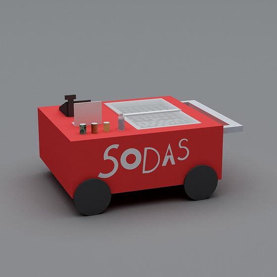 Vintage Sodas Cart 3D model for Creative Projects