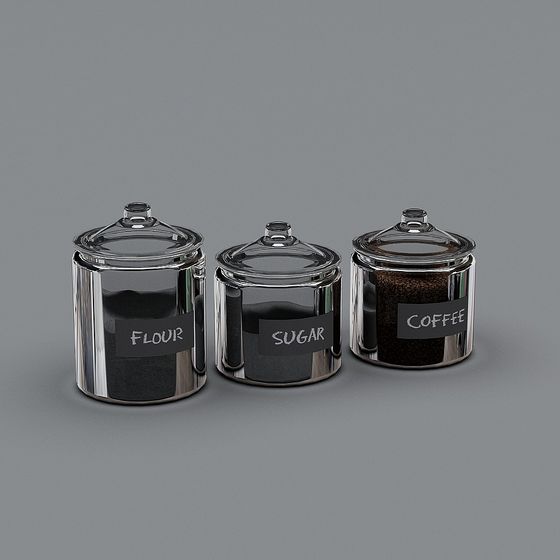 Stylish Storage Jar Set 3D model for Modern Kitchens